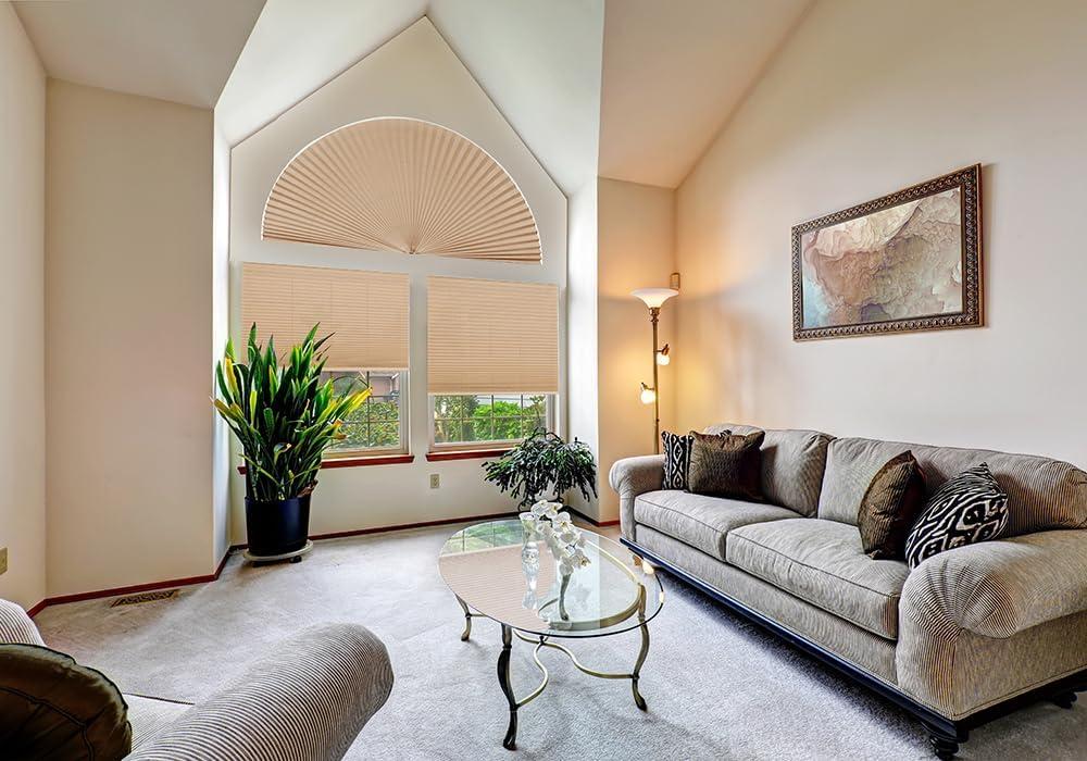 Redi Shade No Tools Original Arch Light Filtering Pleated Fabric Shade Natural, 72" x 36"