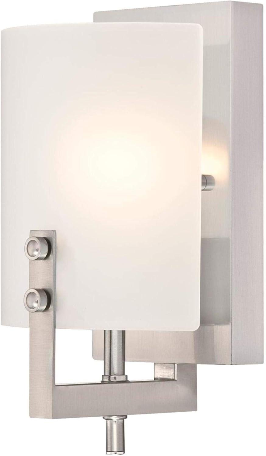 Enzo James Contemporary Brushed Nickel Wall Sconce with Frosted Glass