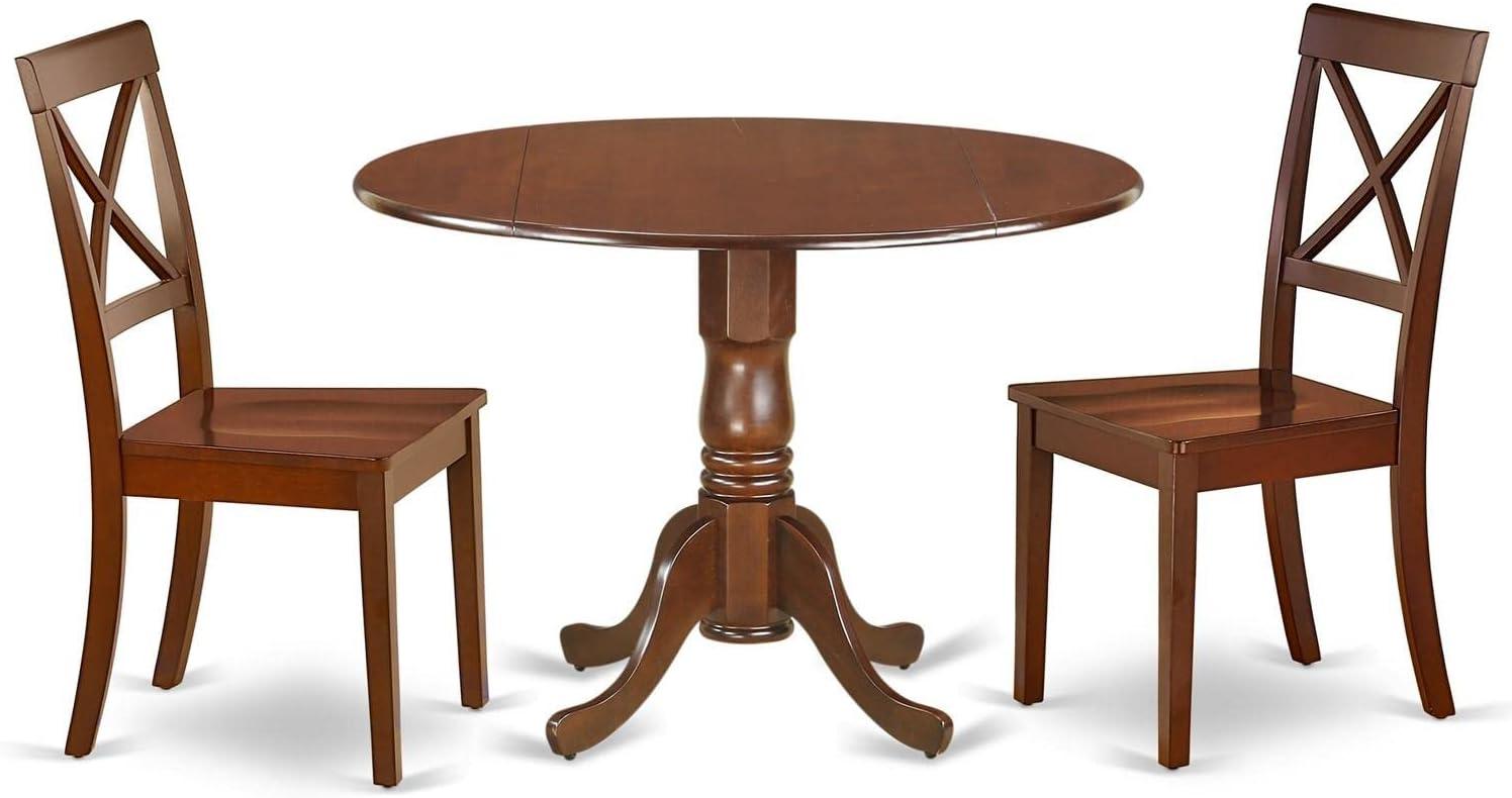 Elegant Mahogany Round Dining Set with Slender X-Back Chairs