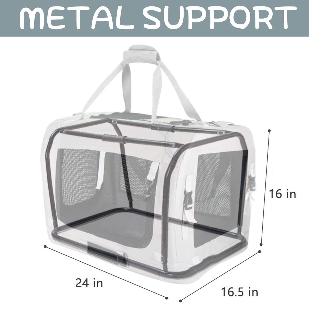 Extra Large Cat Carrier Soft Sided, Portable Small Dog Carrier for 2 Cats, 24"x16.5"x16" Car Travel Folding Comfortable Design with Bowl, Grey