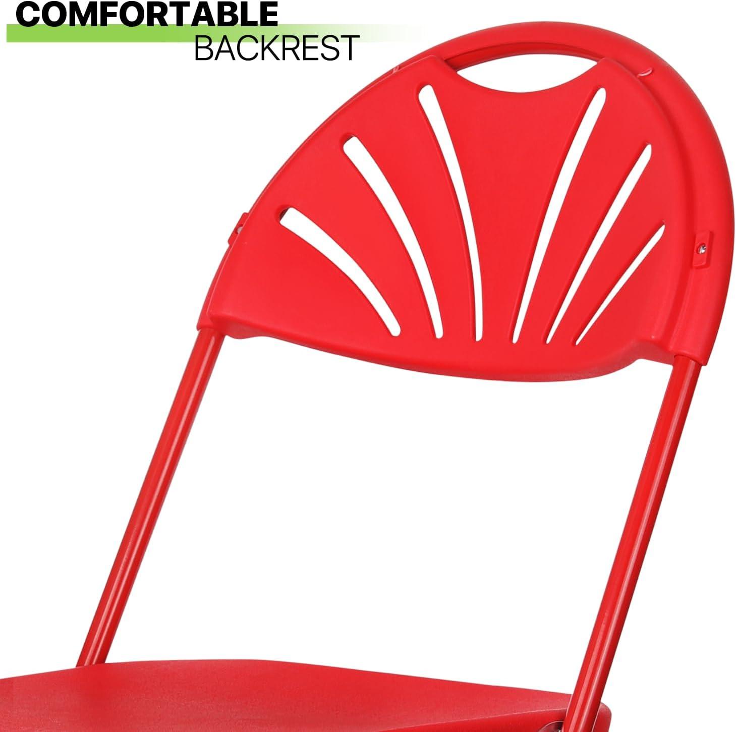 Magshion 10pcs Plastic Folding Chair, Stackable Patio Seat for Wedding Party Meeting Indoor Outdoor, Red