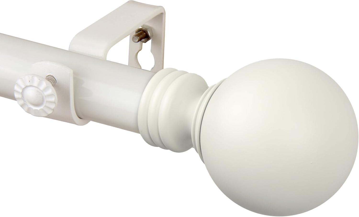 1 in. Globus Curtain Rod, White - 66-120 in.