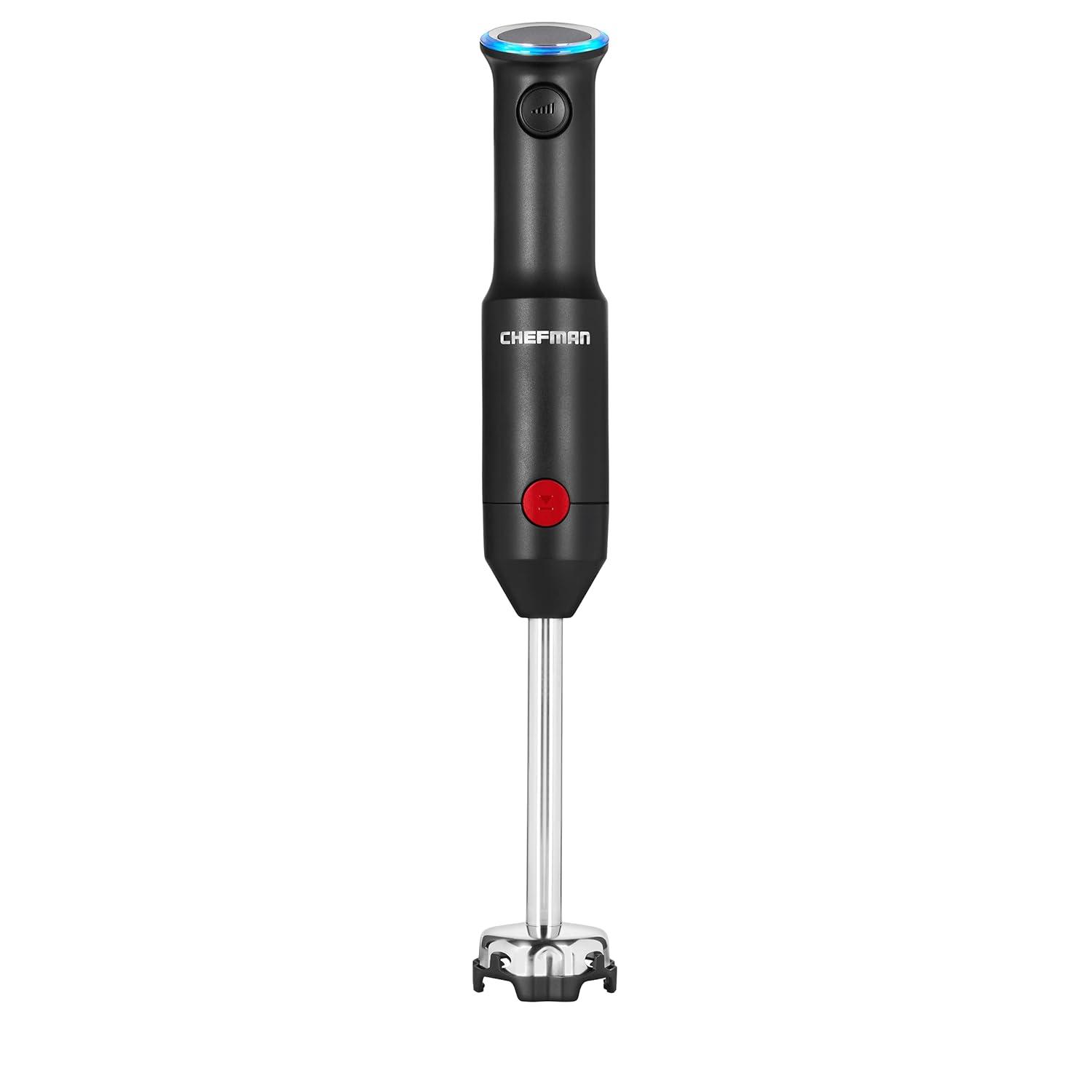 Chefman Cordless Handheld Immersion Blender, Variable Speed, Stainless-Steel Blade, Black