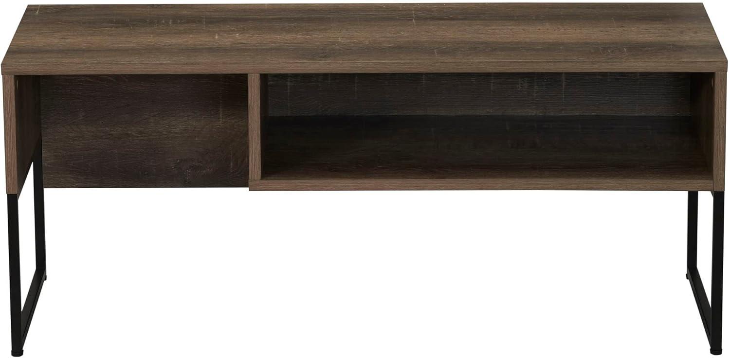 Household Essentials Wrap TV Stand with Rectangular Storage Compartment Ashwood Rustic Wood Grain and Black Metal