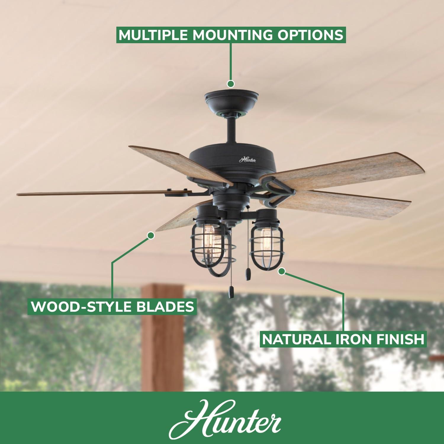 52" Starklake 5 - Blade Outdoor Standard Ceiling Fan with Pull Chain and Light Kit Included