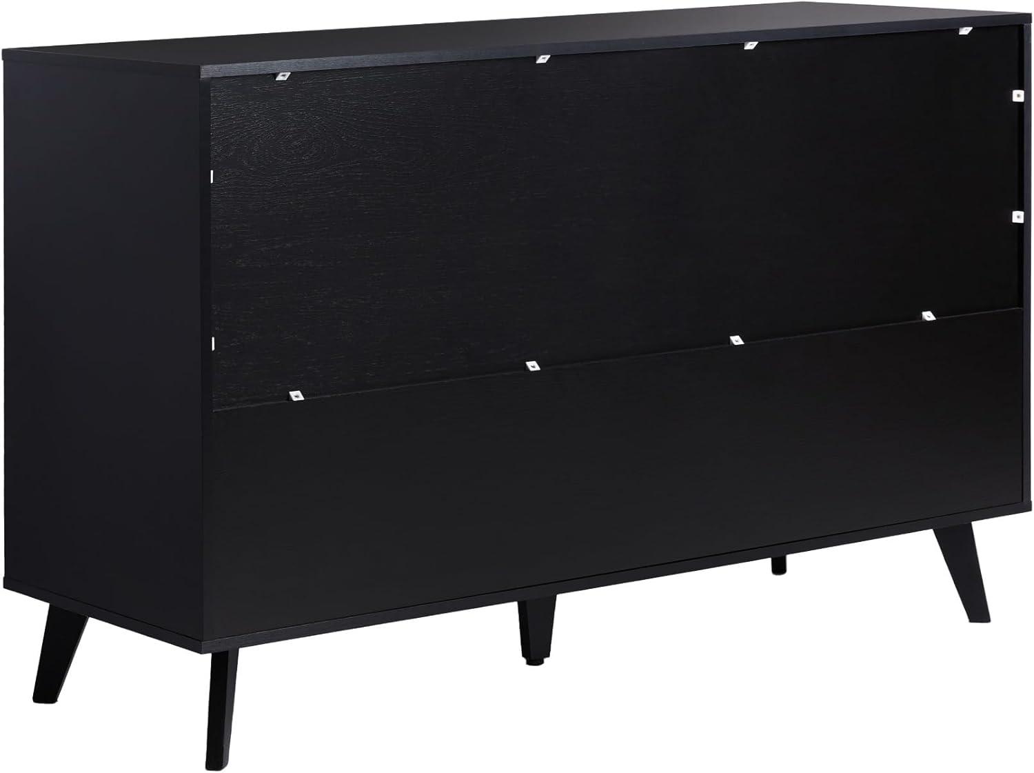 Walker Edison Simple Wood 6 Drawer Dresser with Cut Out Handles - Black