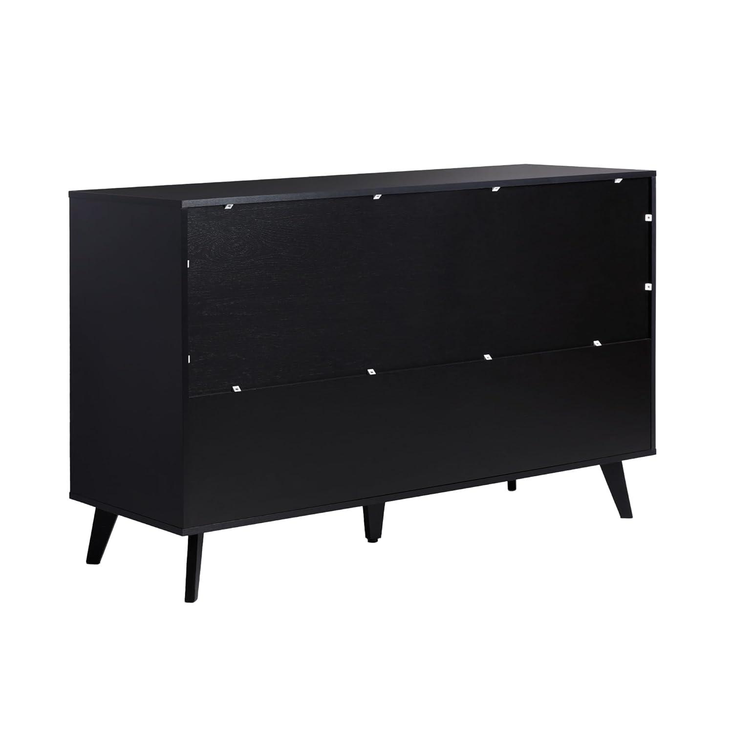 Walker Edison Simple Wood 6 Drawer Dresser with Cut Out Handles - Black