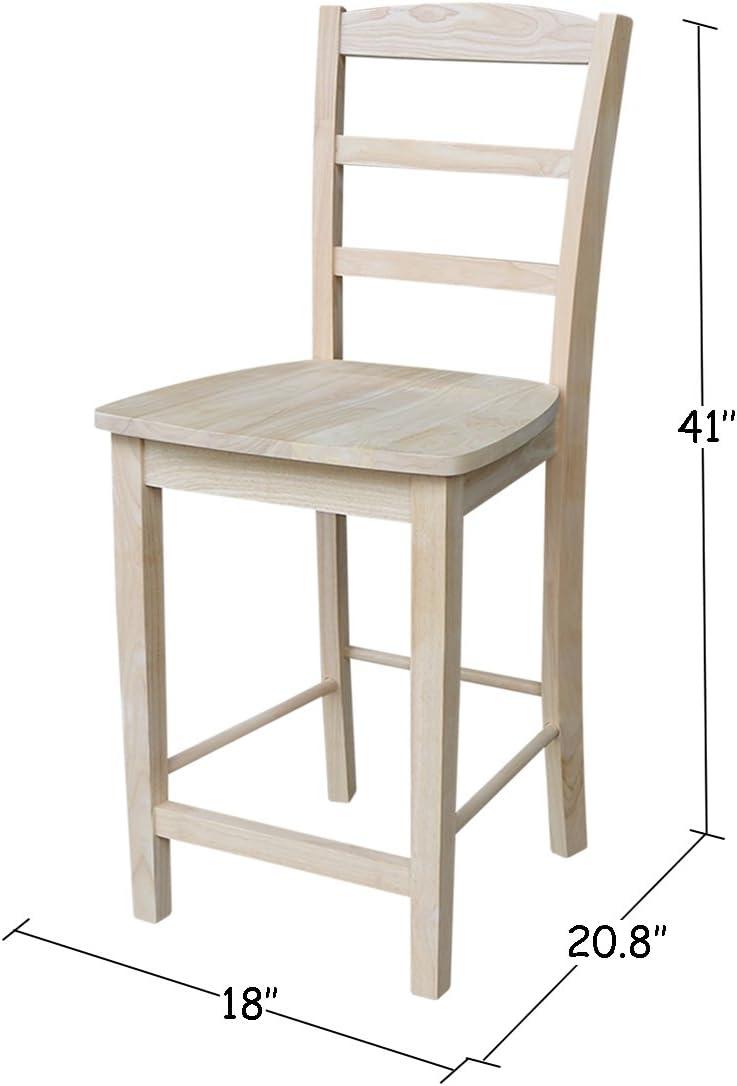 Natural Unfinished Solid Parawood Madrid Counter Stool