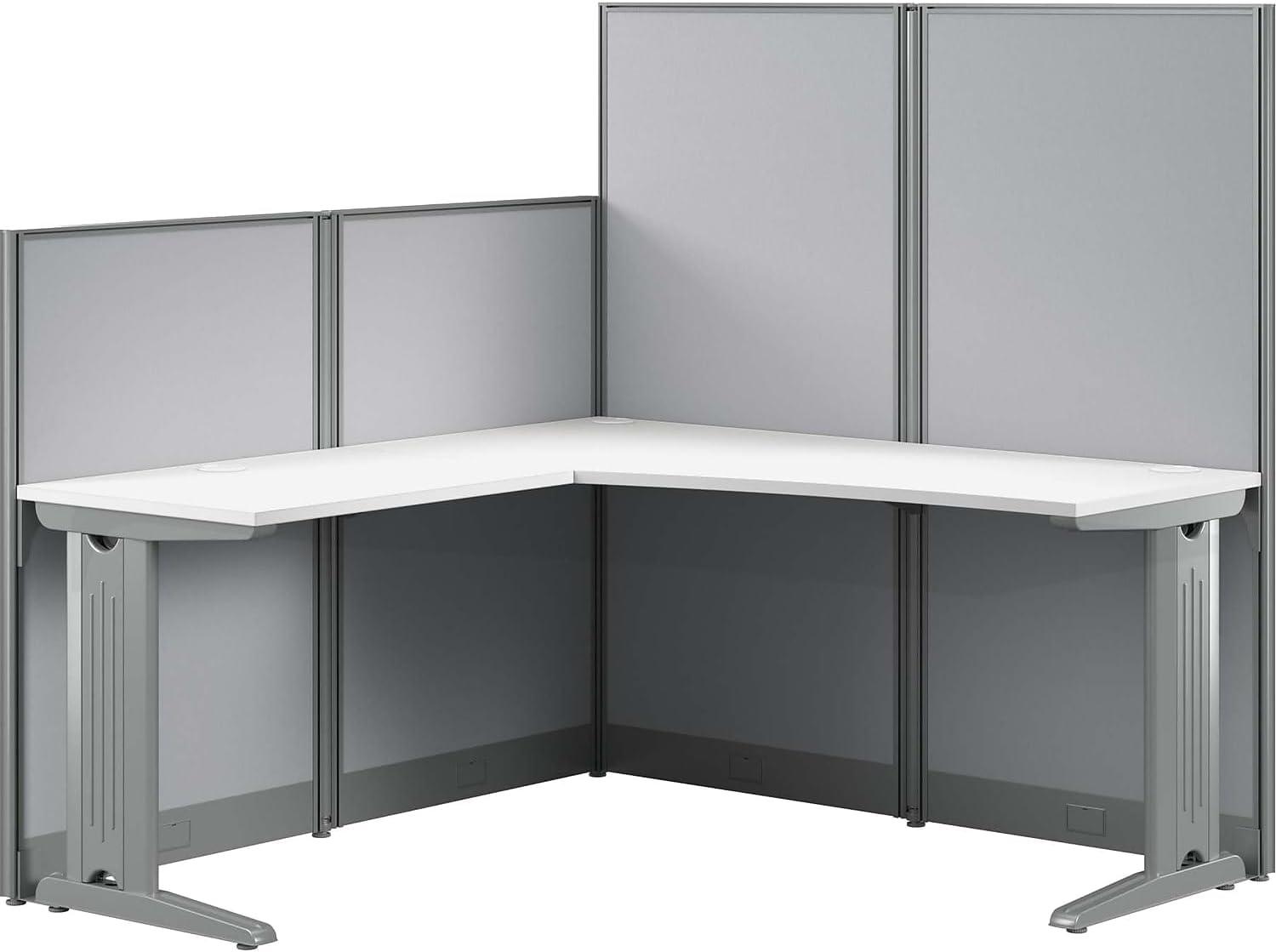 Office In An Hour L-Shaped 1 Person Cubicle with Cable Management