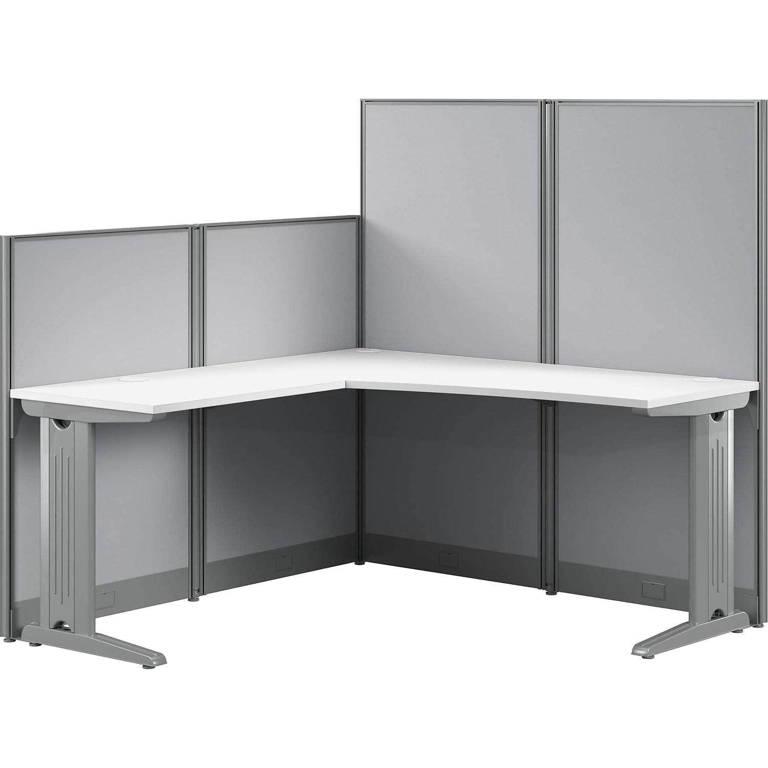 Office In An Hour L-Shaped 1 Person Cubicle with Cable Management