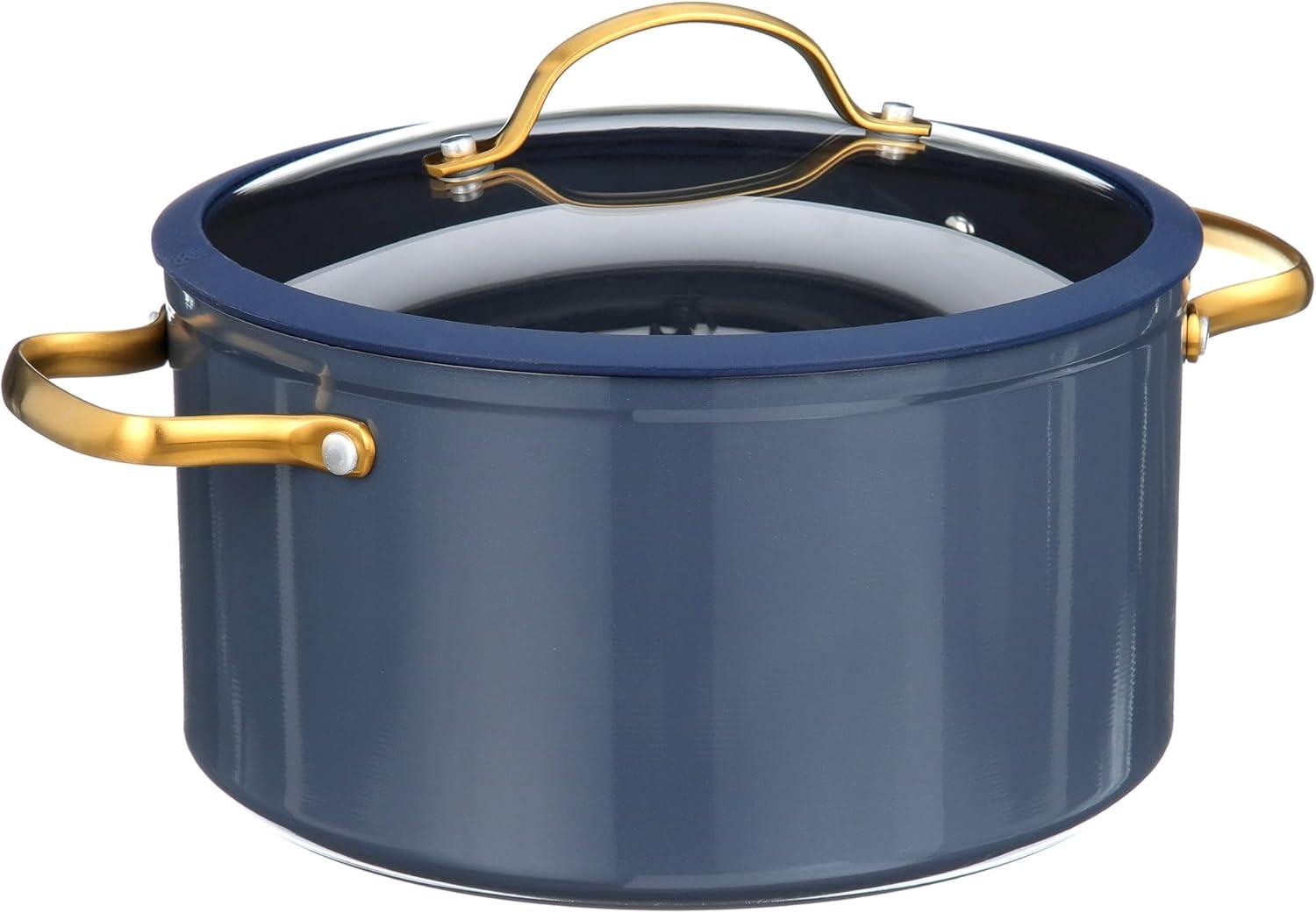 Thyme & Table Non-Stick Pots and Pans 12-Piece Cookware Set, Blue