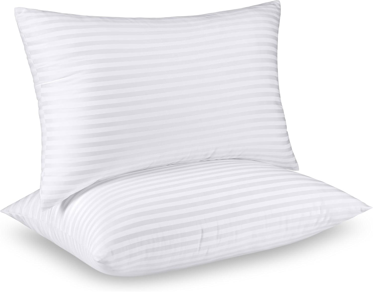 King Size White Polycotton Bed Pillows Set of 2