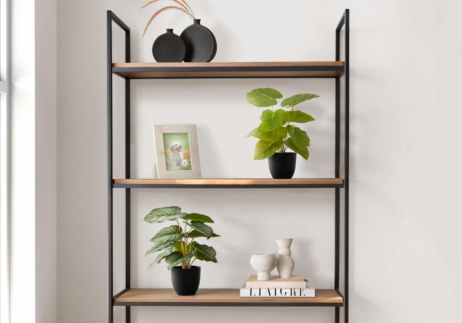 Monarch Specialties Artificial Plant 13 inch Tall Epipremnum Indoor Faux Fake Table Greenery Potted Set Of 2 Decorative Green Leaves Black Pots