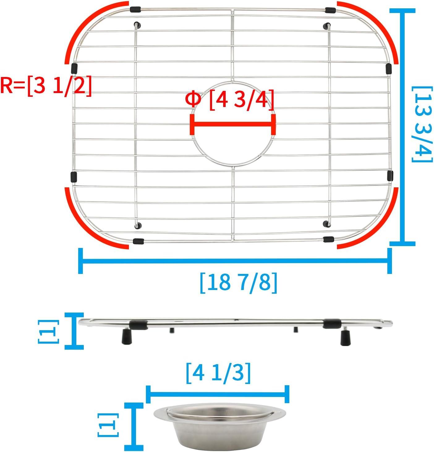 Rectangular Stainless Steel Sink Grid with Center Drain