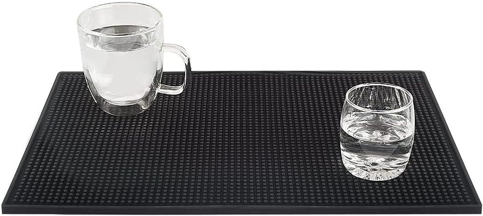 Tebery Black Mat 18" x 12" Rubber Bar Service Spill Mat ( 2 Pack )