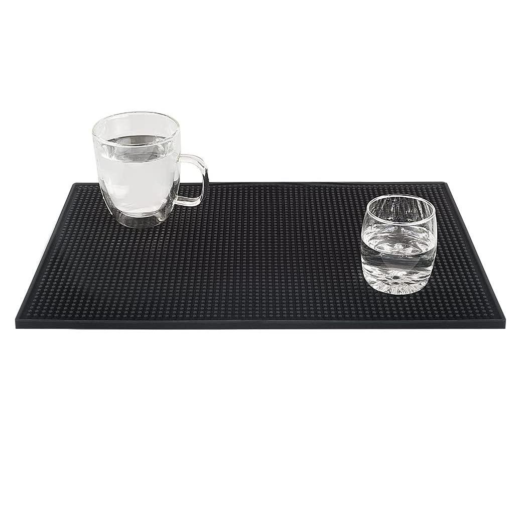 Tebery Black Mat 18" x 12" Rubber Bar Service Spill Mat ( 2 Pack )