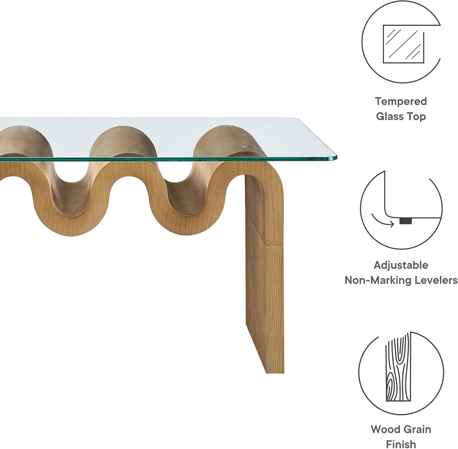 Modway Ondine Glass Top Coffee Table In Spiced Apple