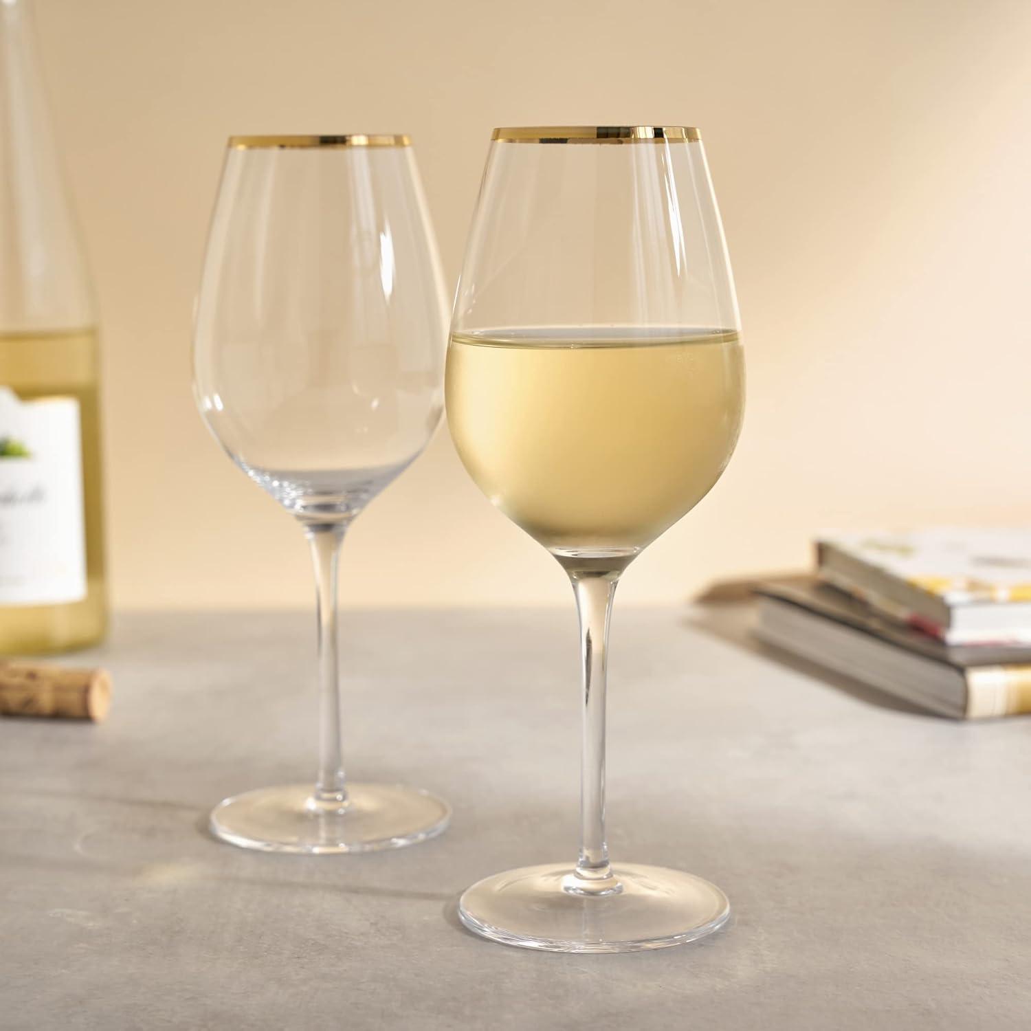 Twine Gilded Stemmed Wine Glasses (Set of 2)