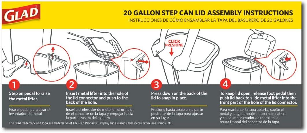 GLAD™ White Plastic Step Trash Can