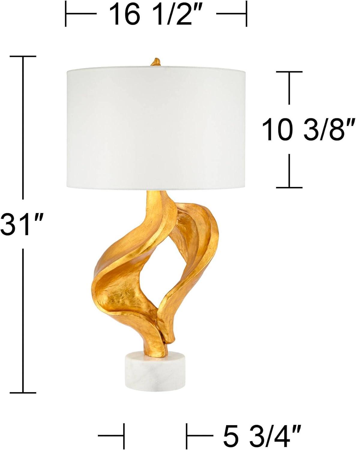 Possini Euro Design Hera Modern Vintage Glam Table Lamp 31" Tall Sculptural Rose Gold White Shade Bedroom Living Room Bedside Nightstand Office Kids