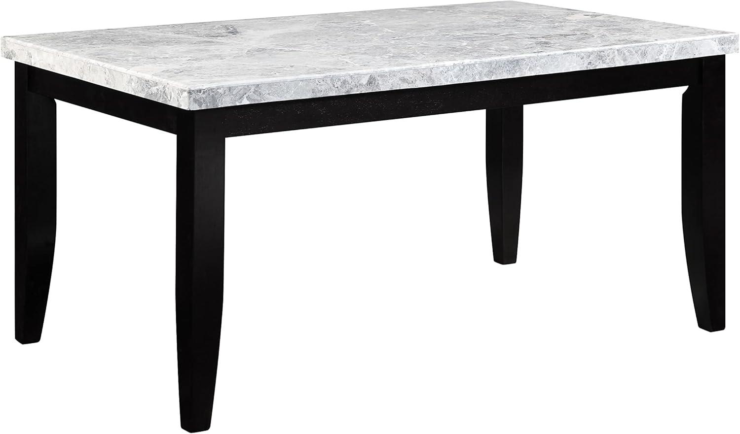 ACME Hussein DINING TABLE W/MARBLE TOP Marble Top & Black Finish DN01446