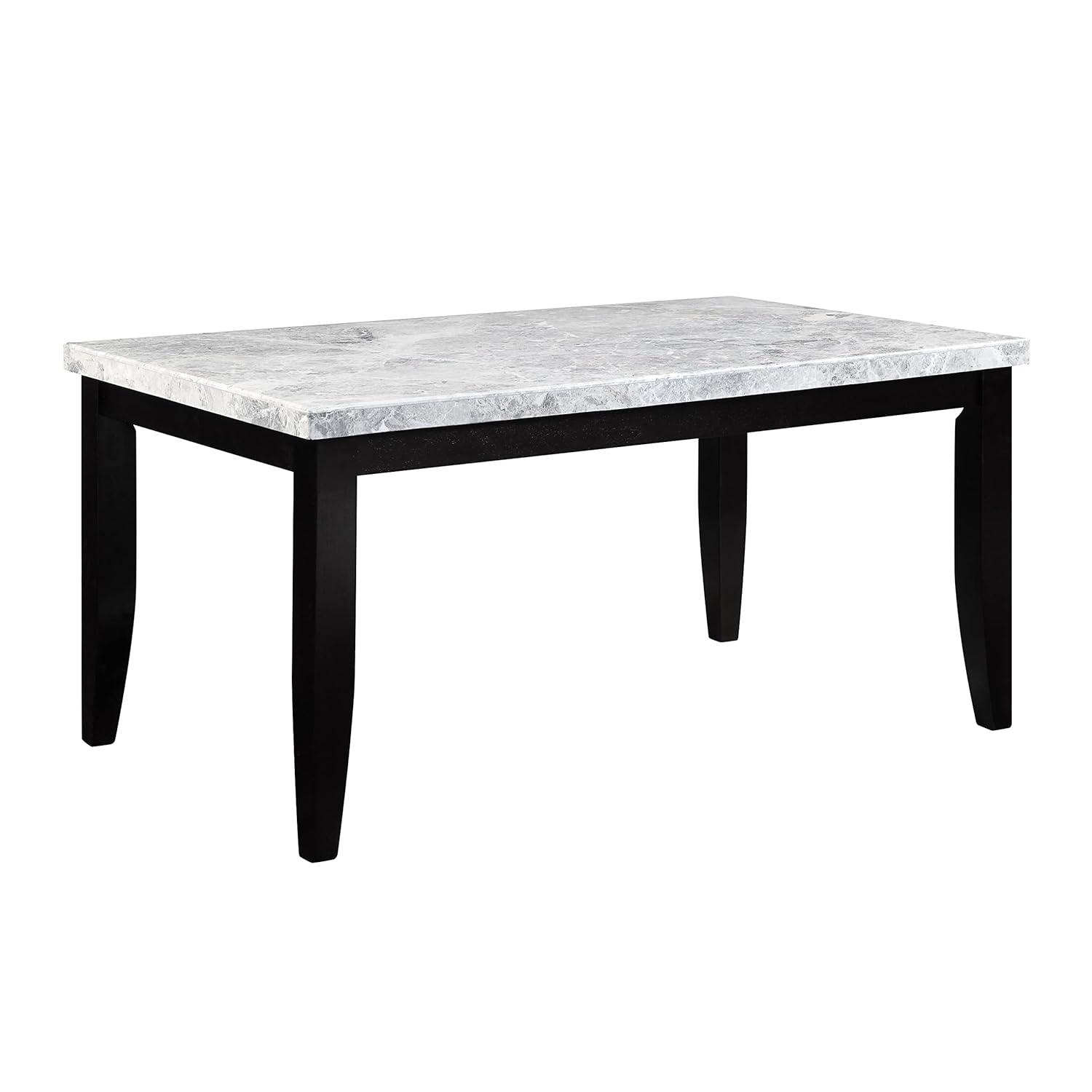 ACME Hussein DINING TABLE W/MARBLE TOP Marble Top & Black Finish DN01446