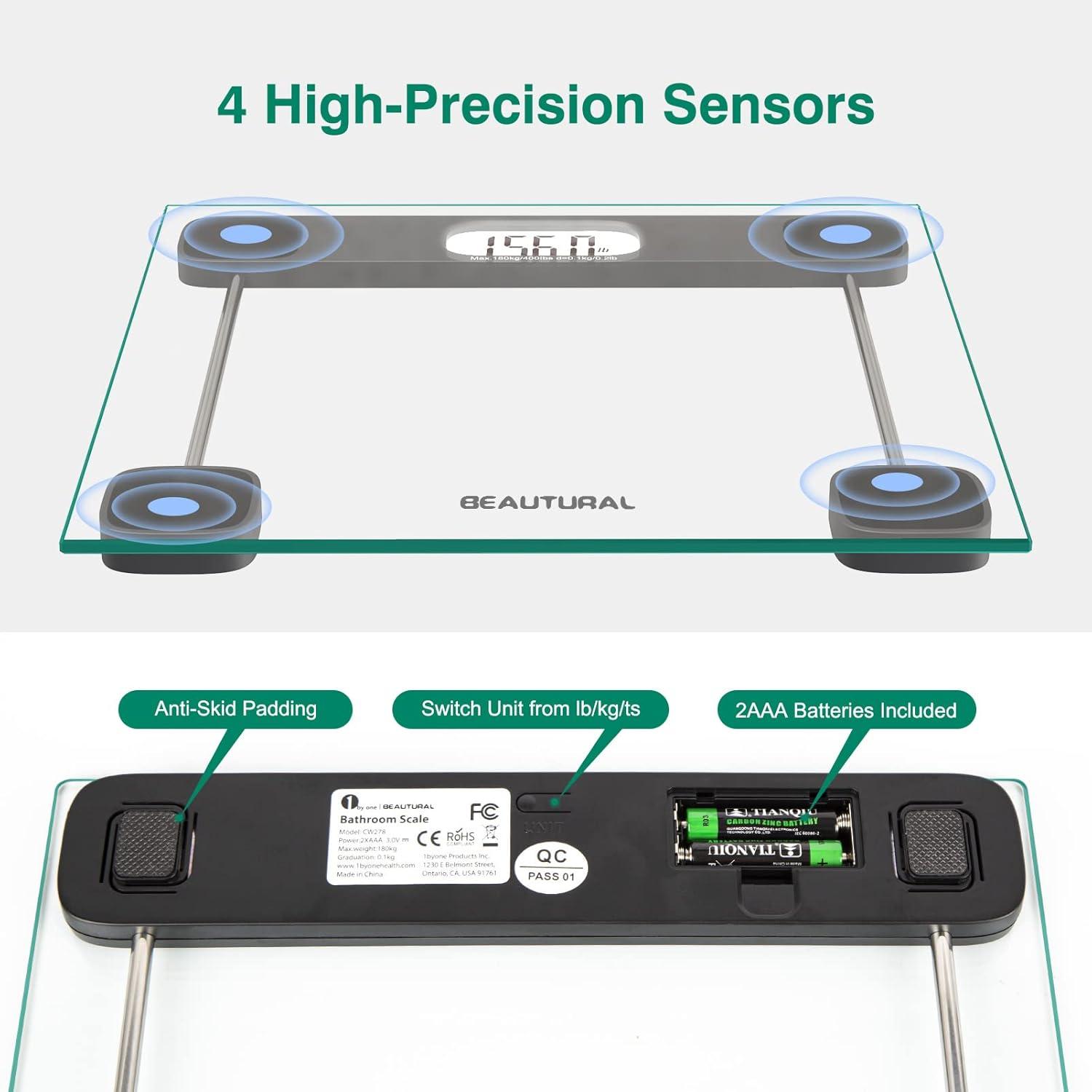 Digital Tempered Glass Floor Scale with LCD Display