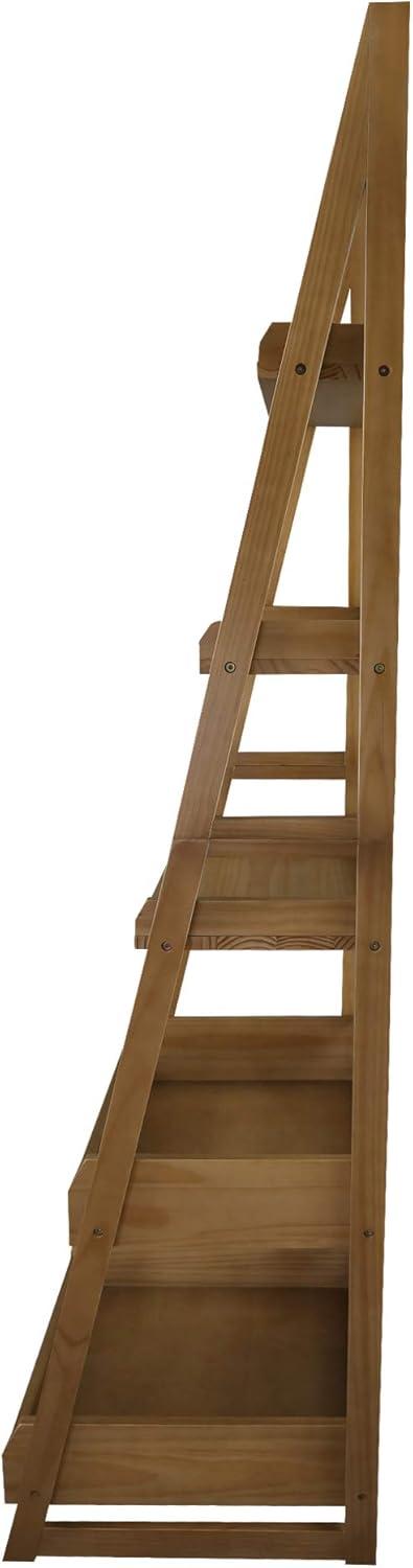 Alpine Gray Solid Wood 5-Shelf Ladder Bookcase