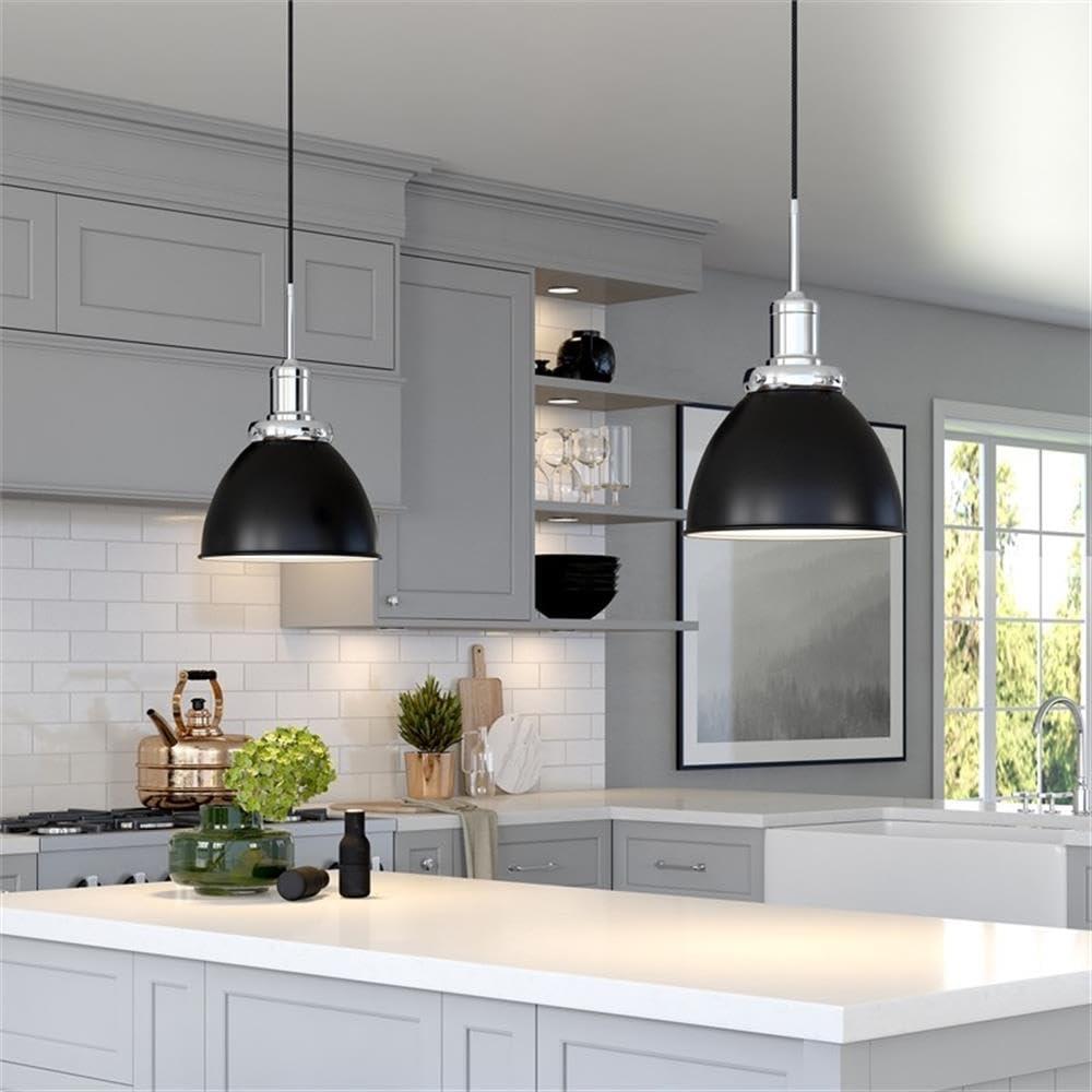 Evelyn&Zoe 12" Blackened Bronze/Polished Nickel Metal Pendant