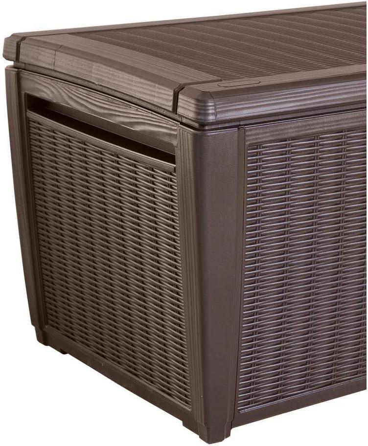 Keter Sumatra 135 Gallon Large Durable Resin Outdoor Storage and Organization Deck Box Ideal For Garden Patio Furniture and Supplies