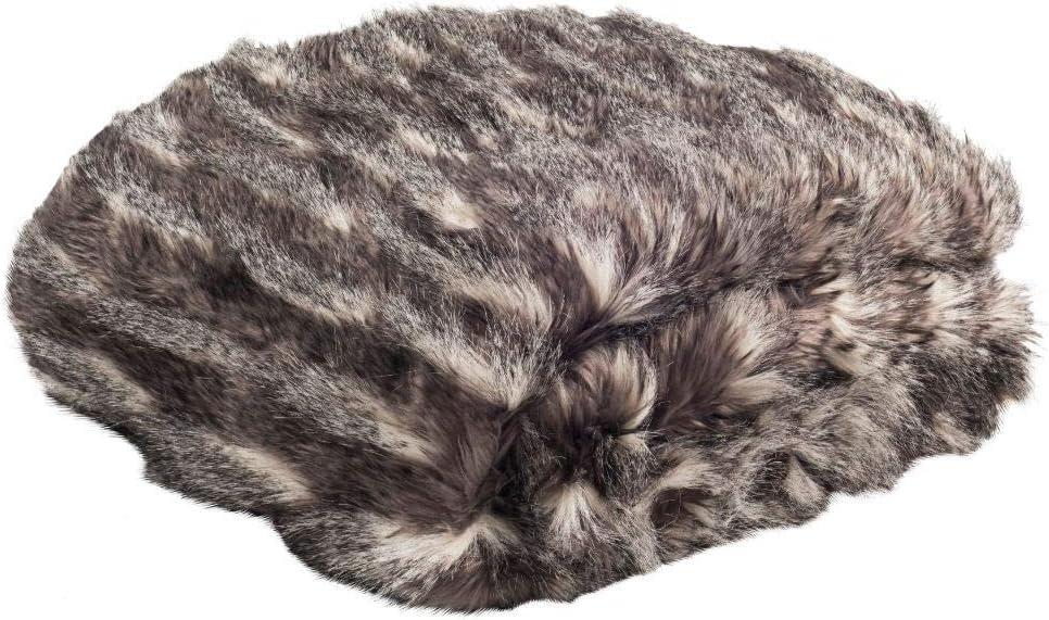 SAFAVIEH Faux Pheasant Striped Fur Throw, 50" x 60", Black/Grey