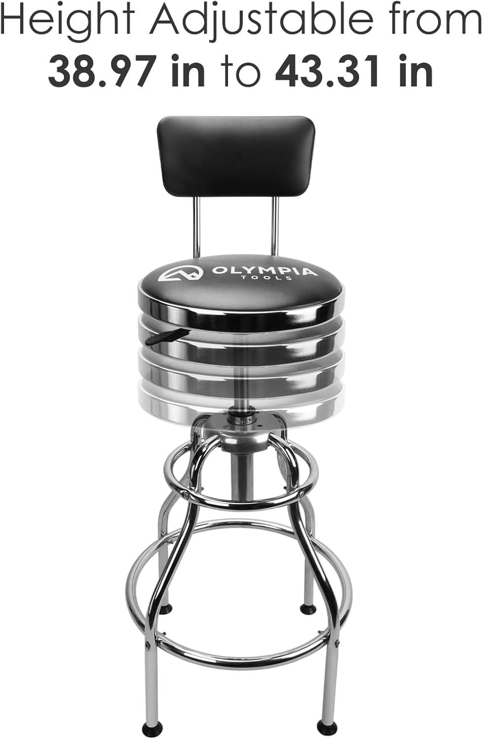 Olympia Tools 82-738 Adjustable Hydraulic Work Stool for Home and Bar, Black