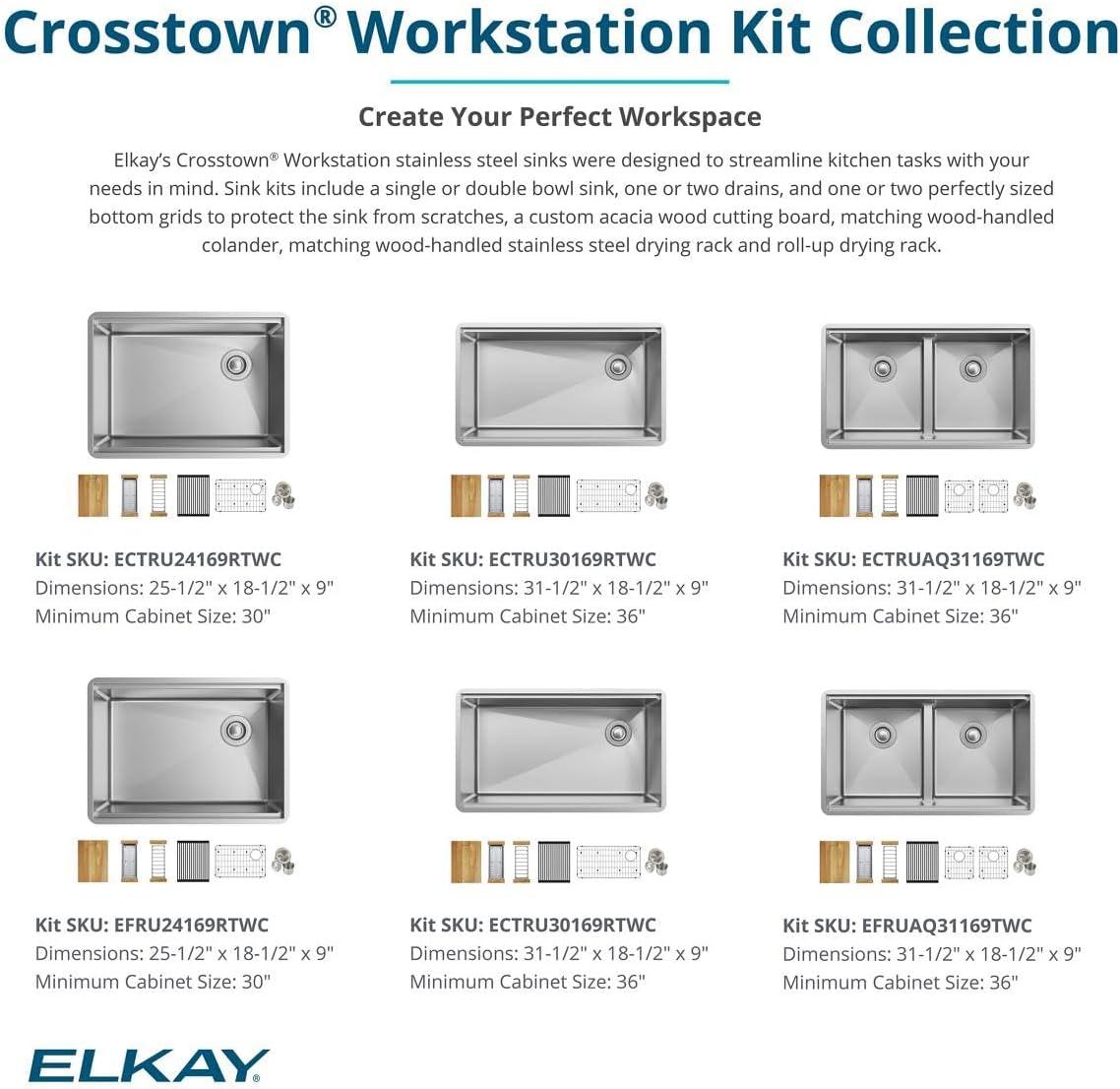 Crosstown Workstation 32" L x 19" W Undermount Kitchen Sink with Accessories