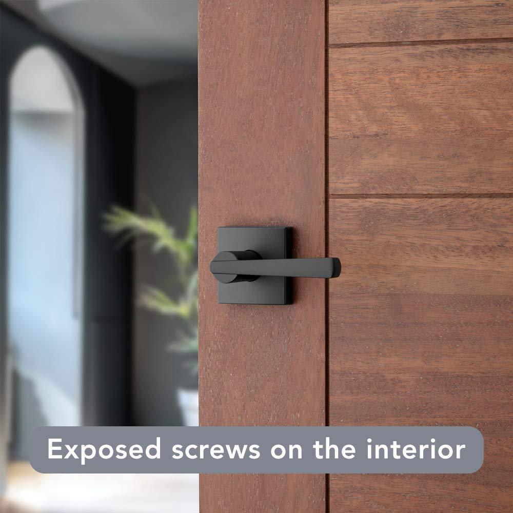 Baldwin Spyglass , Half Dummy Door Reversible Lever, Non-Turning Door Handle for Closet, French Door, With Microban Protection, in Matte Black