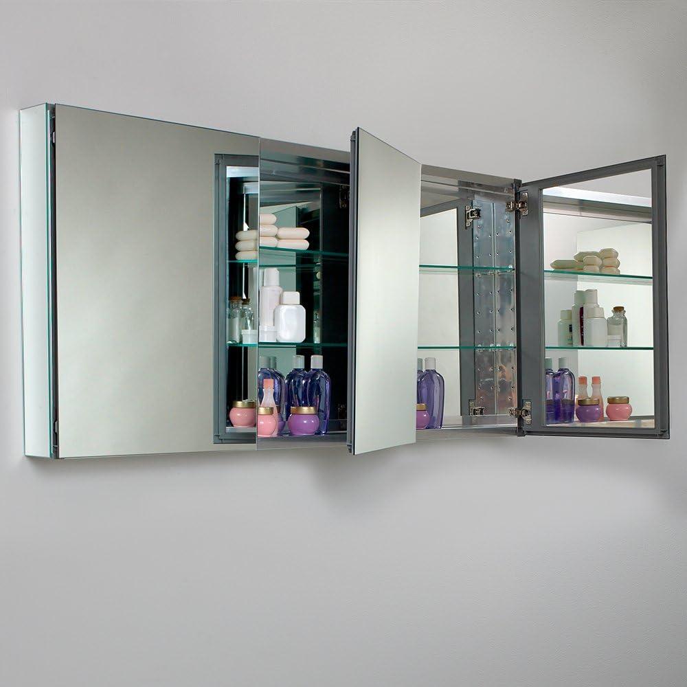 Contemporary 59" Wide Frameless Bathroom Medicine Cabinet with Interior Mirror