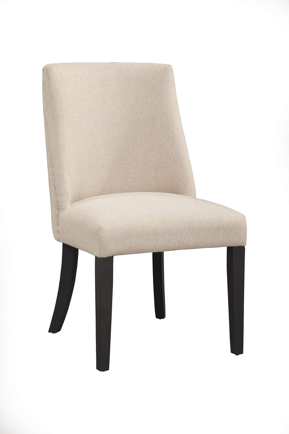 Cream Upholstered Parsons Side Chair with Black Wood Legs