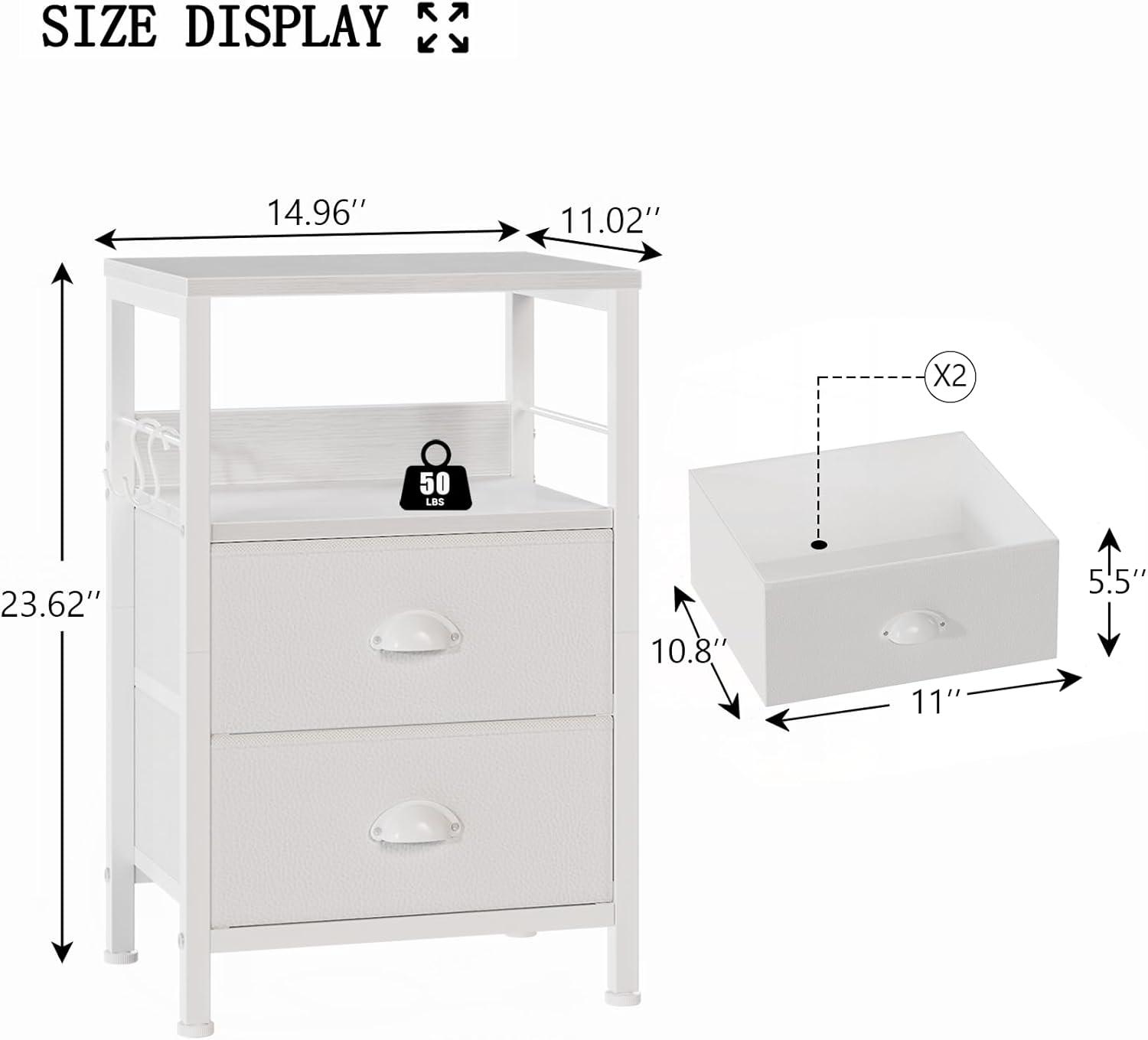 Furologee Nightstands Set of 2, White