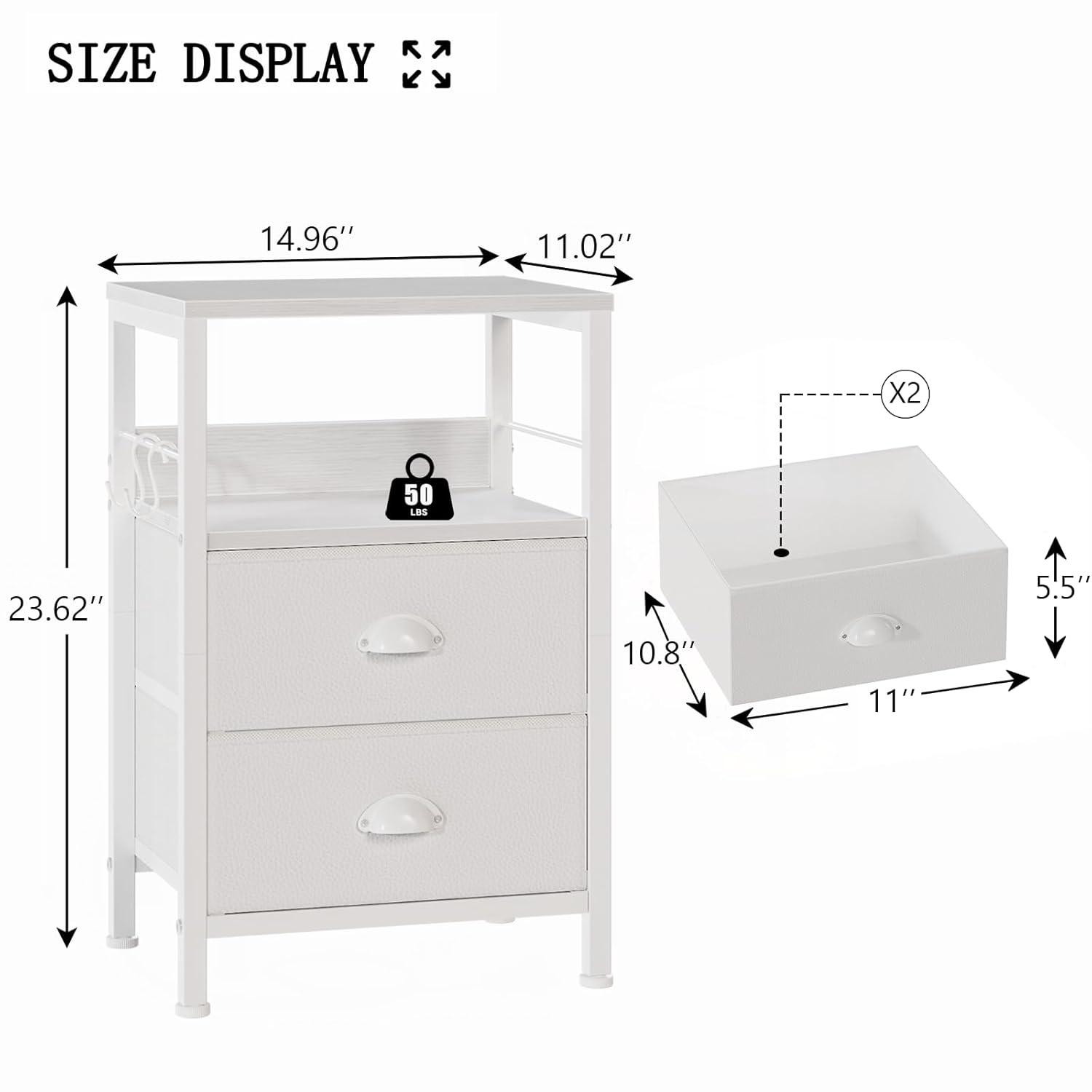 Furologee Nightstands Set of 2, White