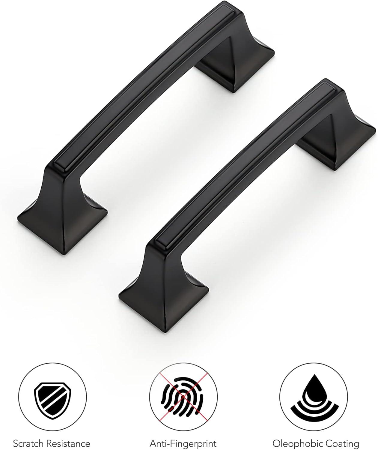 Matte Black Modern Cupboard Drawer Pulls with Mounting Hardware, 10 Pack