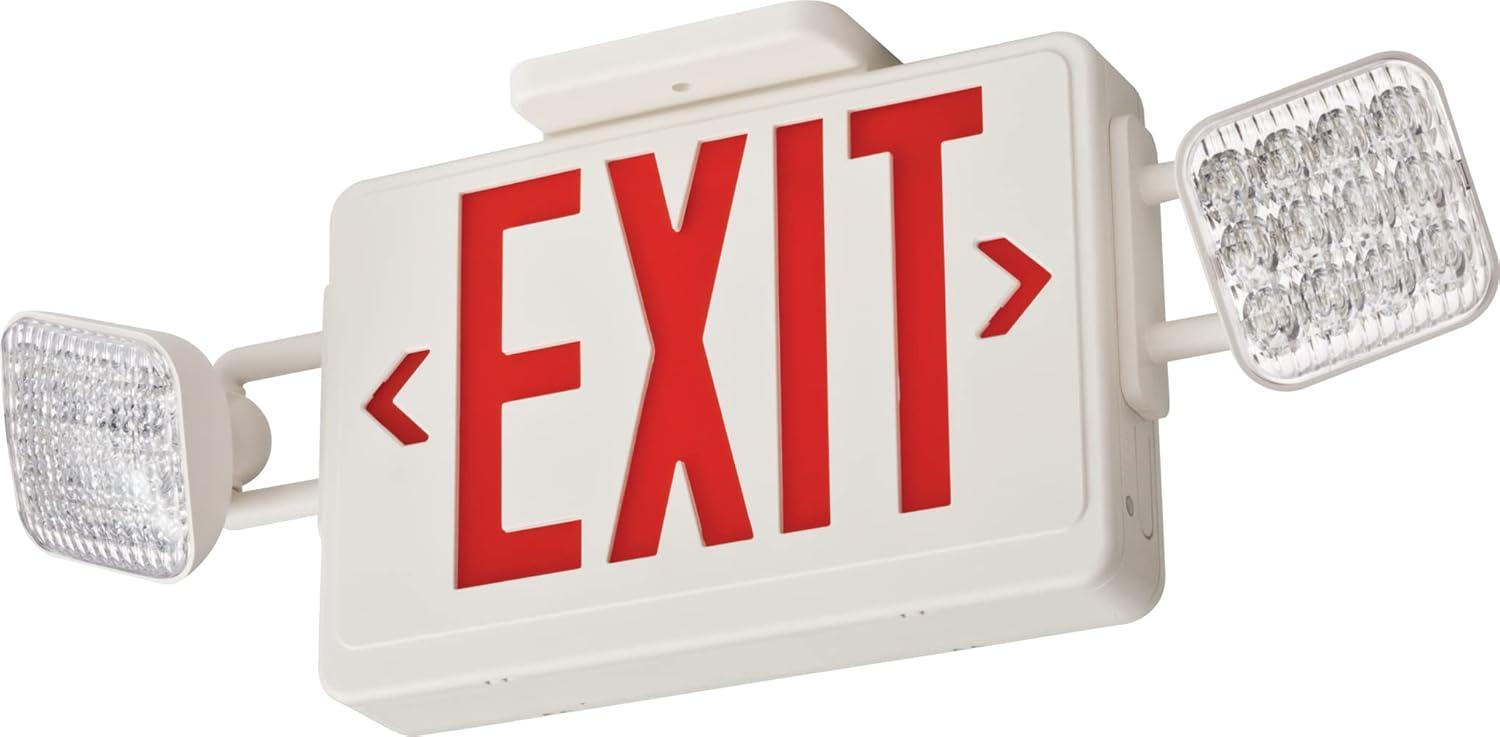 White LED Emergency Exit Sign with Dual Lights