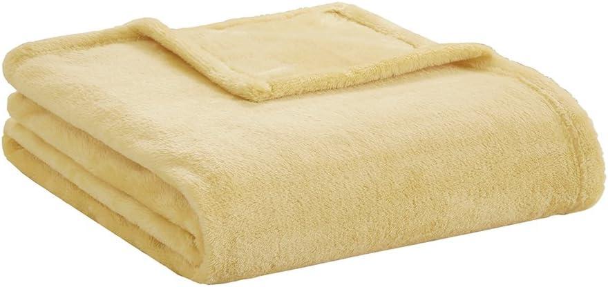 Oversized Yellow Microlight Plush Throw Blanket