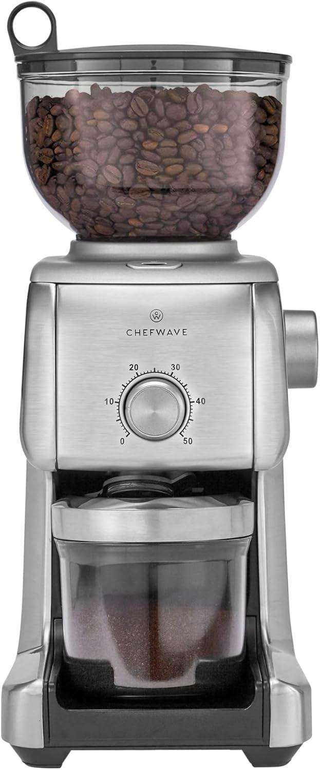 ChefWave Bonne Conical Burr Coffee Grinder w/ 16 Grind Settings, Stainless Steel