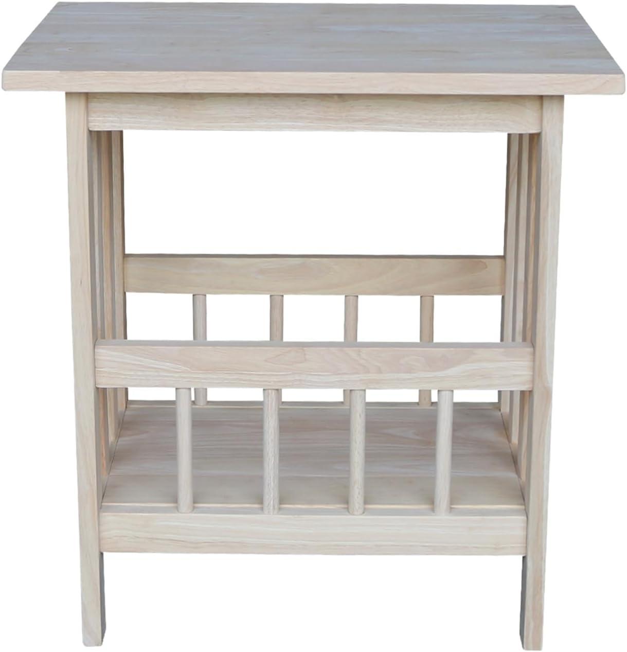 Mission Solid Parawood Magazine End Table - Unfinished Rectangular