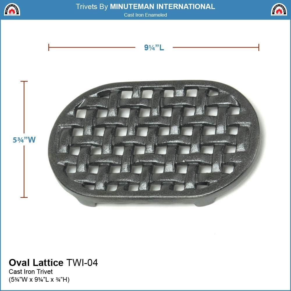 Cast Iron Oval Lattice Trivet,Black