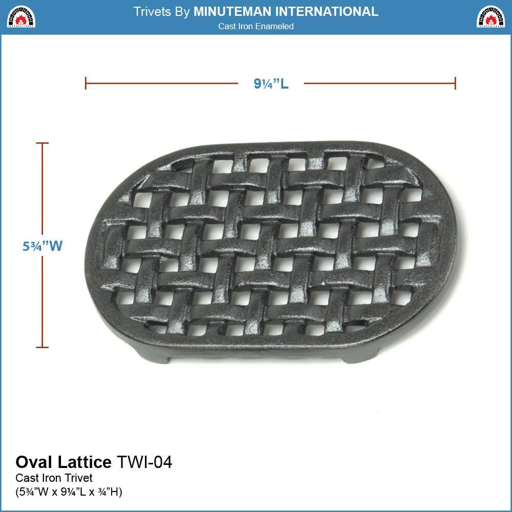 Cast Iron Oval Lattice Trivet,Black