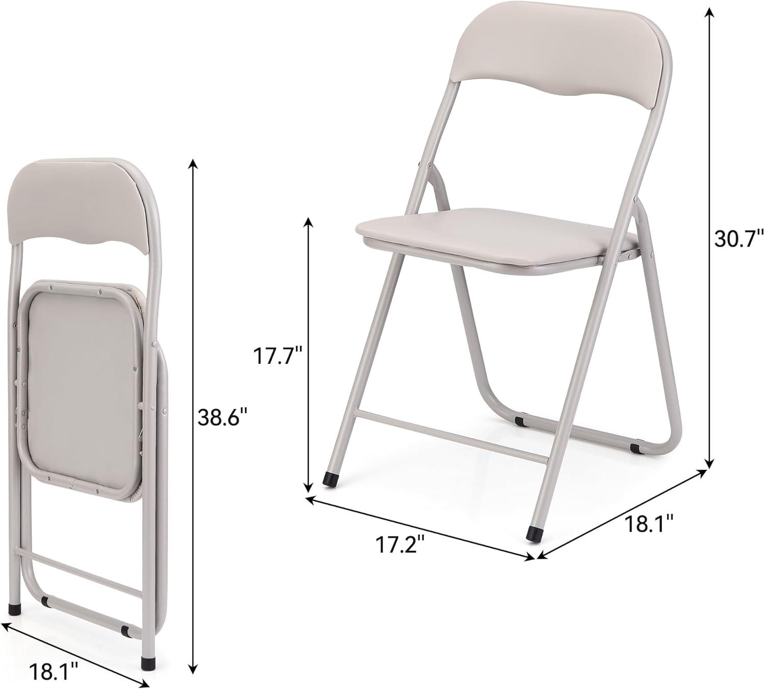 Ataucjin 2/4 Pack Portable Folding Chairs With Cushion And Back Metal Folding Chairs With Non-Slip Feet Pads Foldable Stackable Chairs For Indoor Outdoor Event Party Office School