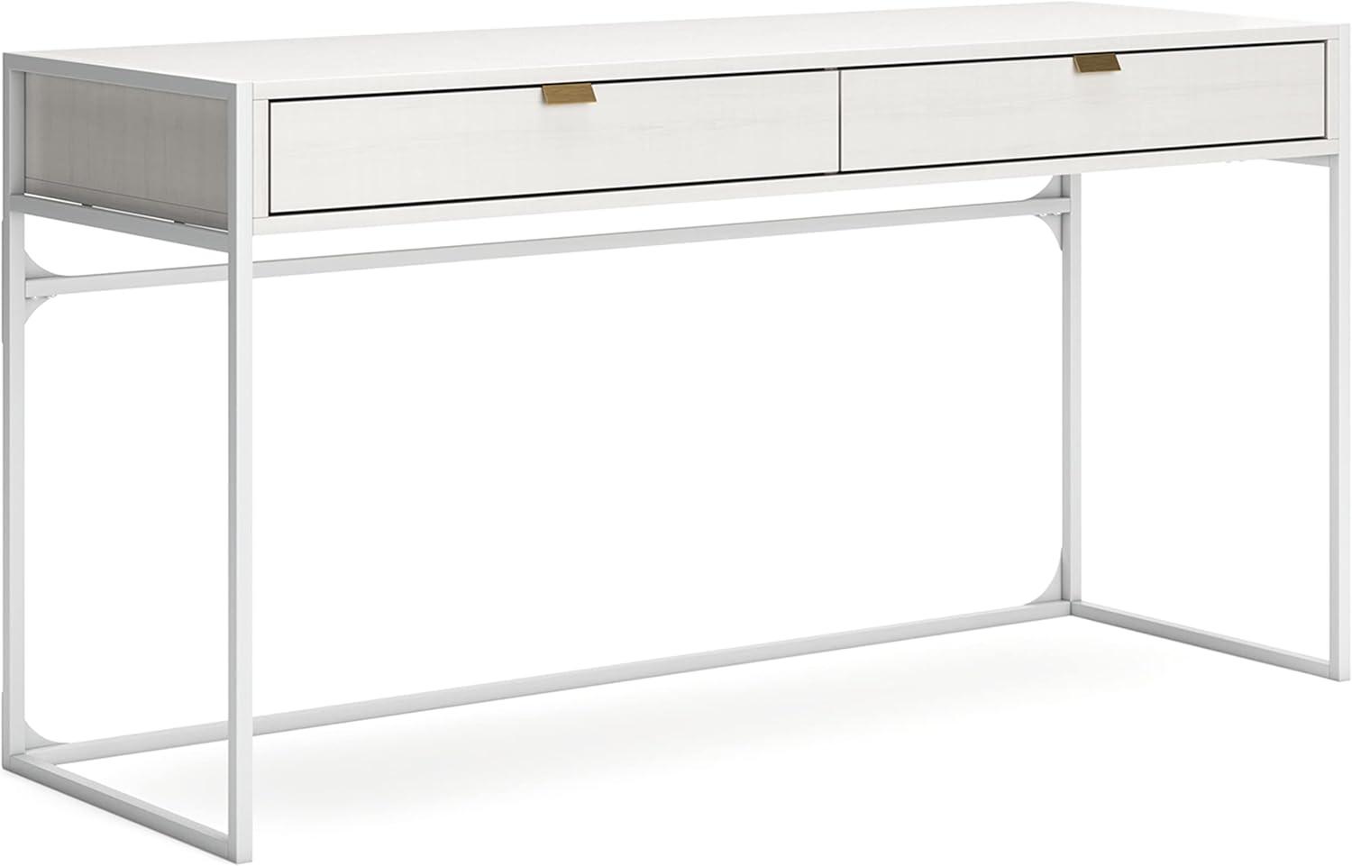 White Modern Desk with Drawers and Filing Cabinet