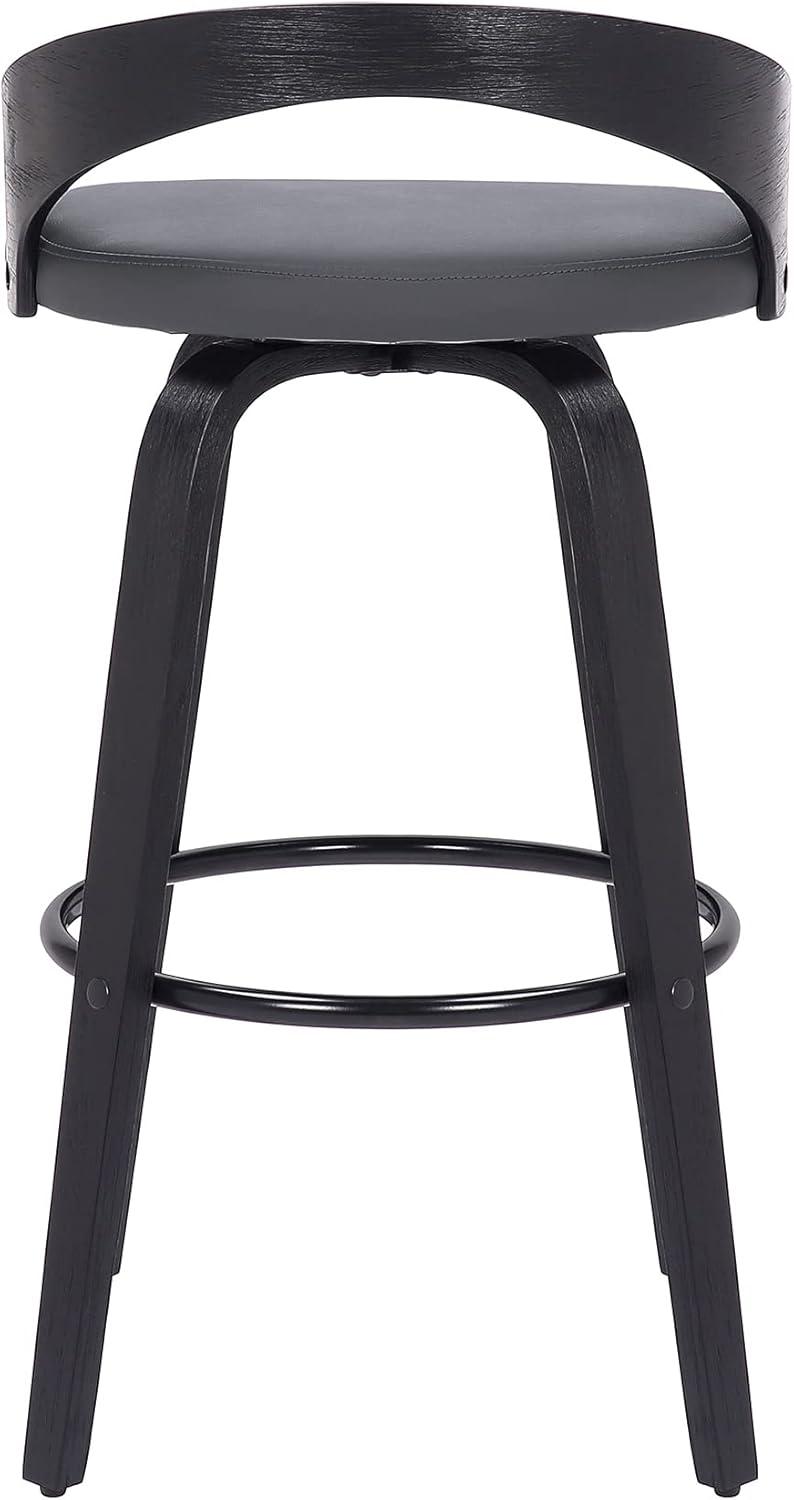 Shelly Black Wood and Metal Swivel Counter Stool