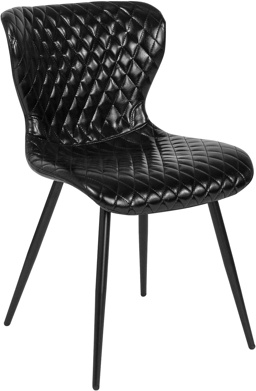 Elegant Bristol Black Vinyl and Metal Side Chair