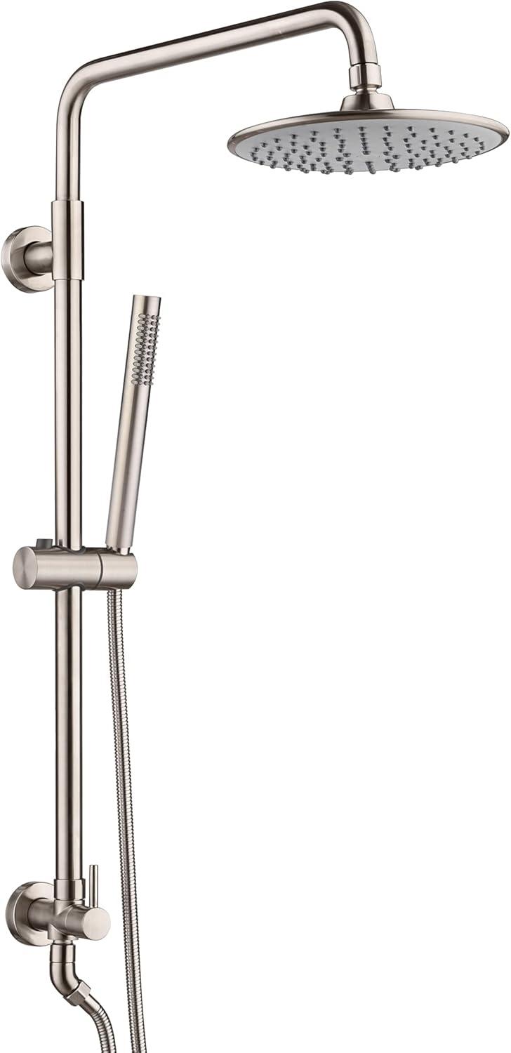 Brushed Nickel Adjustable Rain Shower System with Handheld